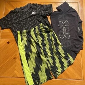 Boys Nike & Under Armour 3-piece bundle in Size YL: 2 t-shirts & 1 shorts [EXC]